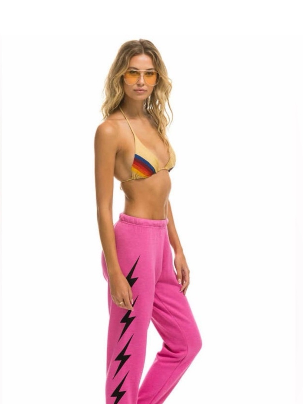 Aviator Nation Women’s Pink Lightning-Print Lounge Pants